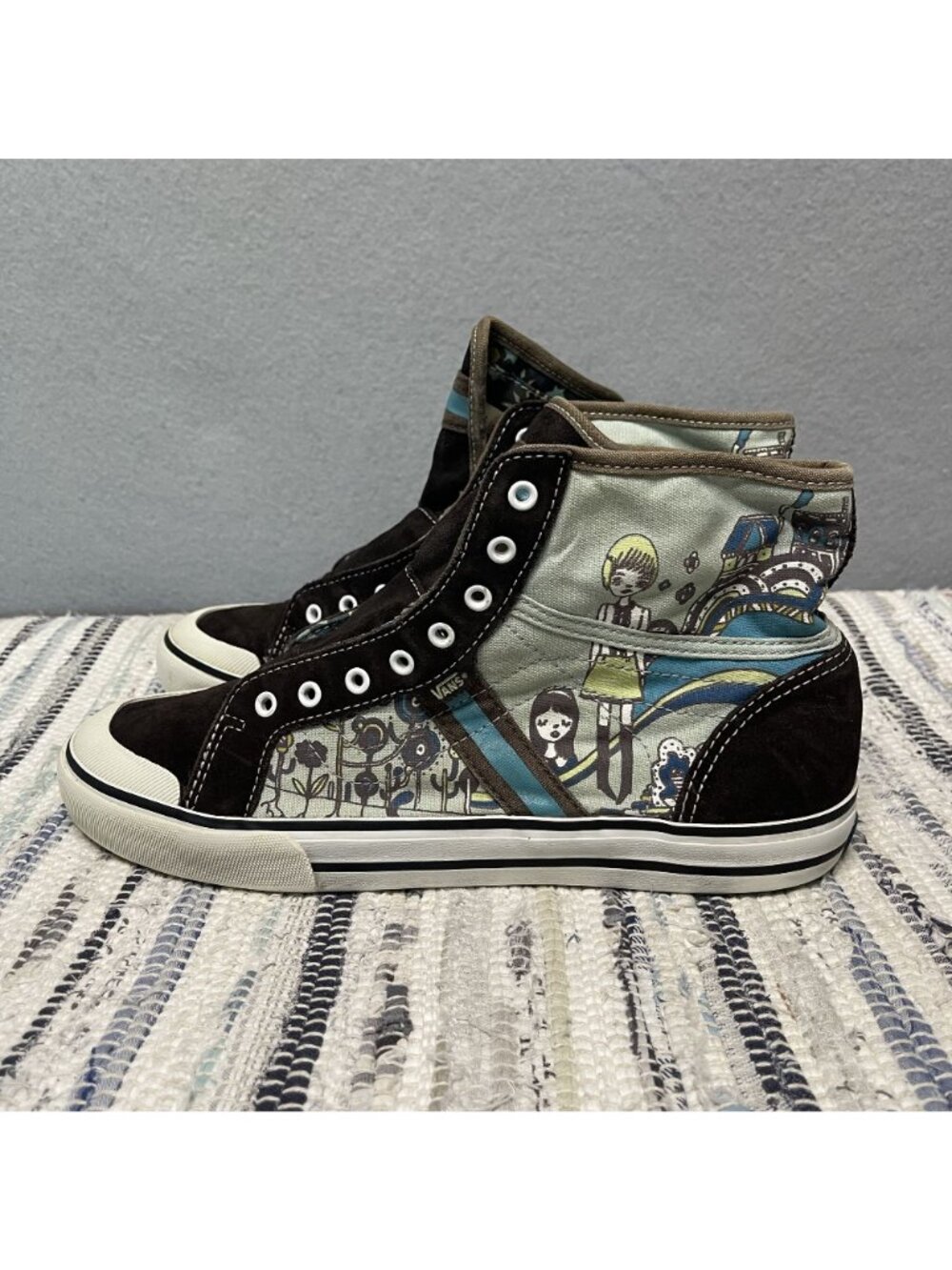 Vans Wellesley Starry Keren Skater High Tops Brown Suede Canvas Womens 8.5 - Picture 3 of 9